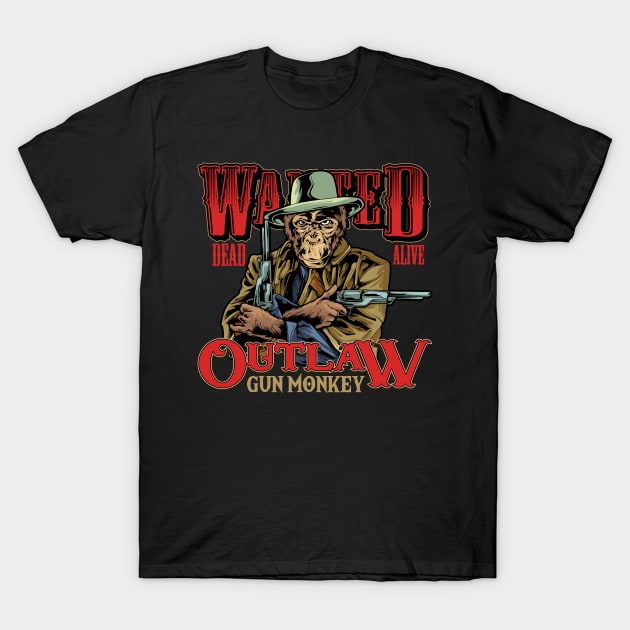 Outlaw Monkey Wales T-Shirt by Wooly Bear Designs